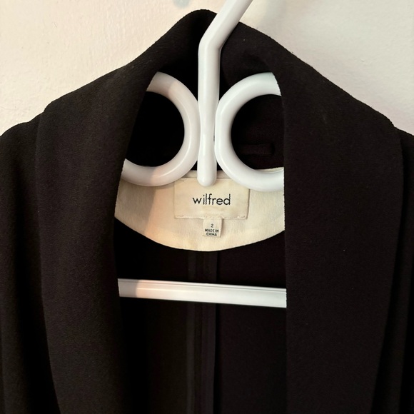 Wilfred Aritzia Size 2 Chevalier Black Open Blazer Crepe Draped Jacket - Picture 4 of 7